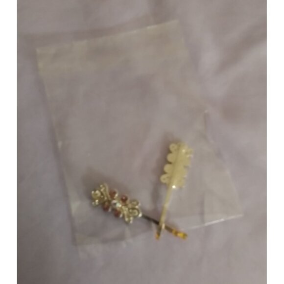 Set Of 2 Vintage Rhinestone Hair Clips Bobby Pins - Picture 5 of 6